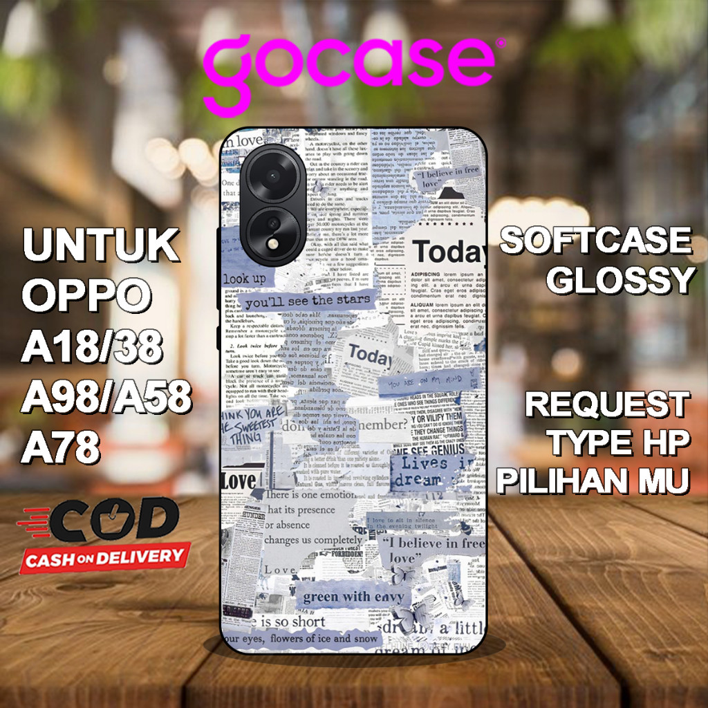 GO กรณี ( AG 10 ) Softcase Glossy สําหรับ Oppo A18 A38 A98 A58 A78 A77S A57 A76 A79 5G A15 A15S A12 