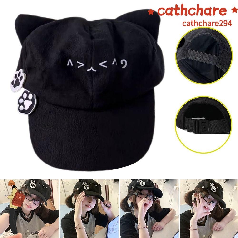หมวกเบเร่ต์และเบสบอลหมวก สไตล์น่ารักญี่ปุ่นสำหรับผู้หญิง หูแมวหวานสบายๆ