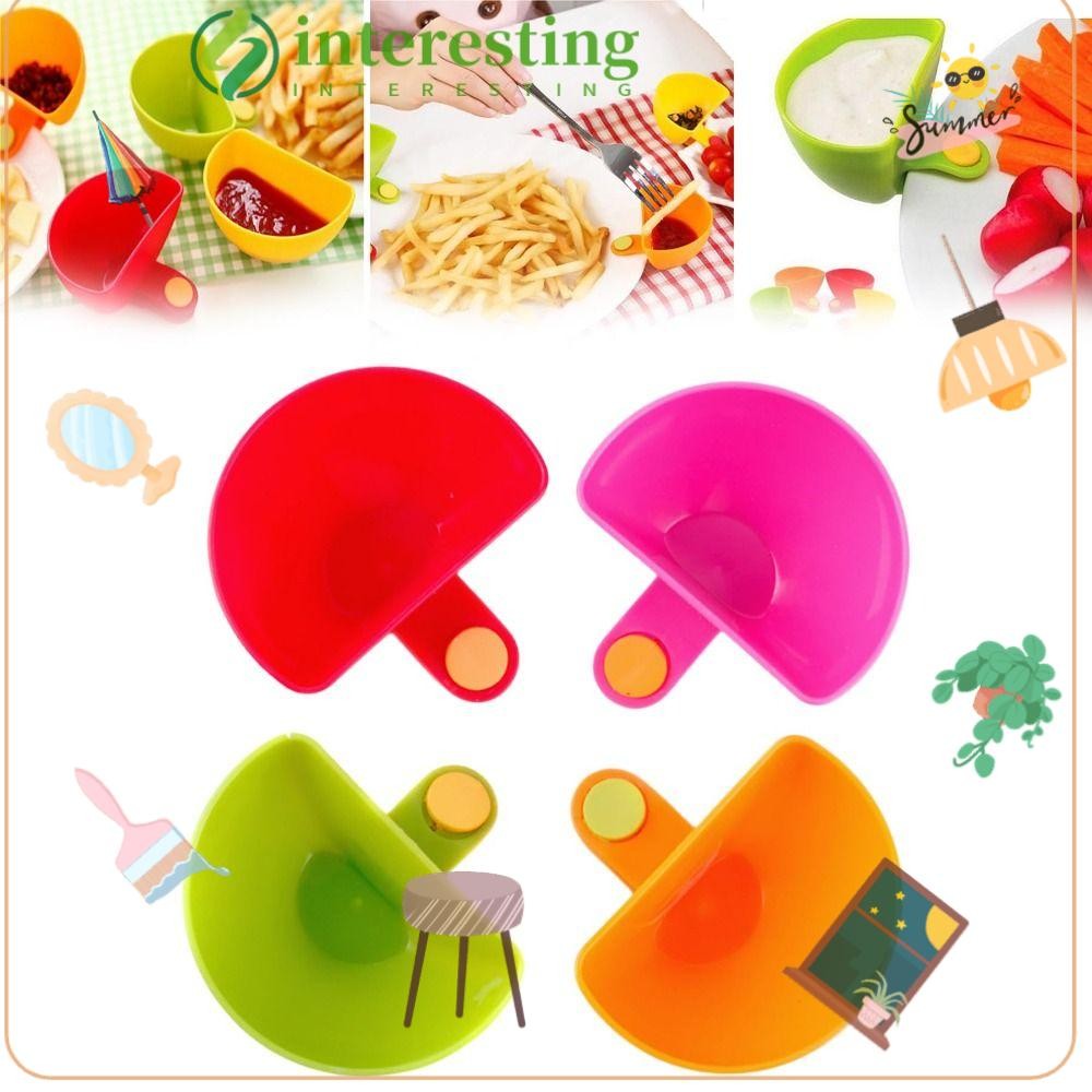 INTERESTING Dip Clip Bowl, Clip-On Plastic Spices Dip Container Bowl, อุปกรณ์ครัวสีสันสดใสถ้วยน้ําจิ
