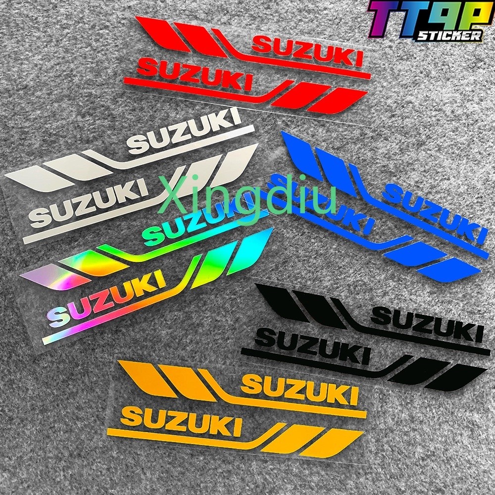XD 2pcs Suzuki Logo Motorcycle Decal SUZUKI สะท้อนแสงรถจักรยานยนต์กระเป๋าเดินทางกระจกด้านหน้า Fairing Body Side Decal (ในสต็อก)