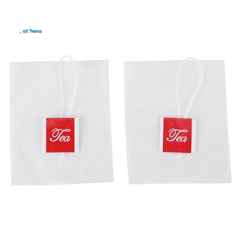 athena551000Pcs5.5 X 7 ซม.Pyramid Tea Bag Filter Nylon Tea Bag Single String Label Transparent Empty