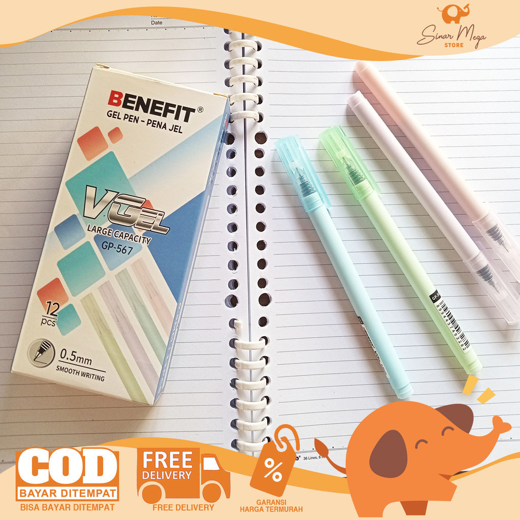 Benefit Gel Pen GP-567 VGEL 0.5mm Pastel SINGLE ความจุขนาดใหญ่ปากกาสีดําปากกาเจลราคาถูก