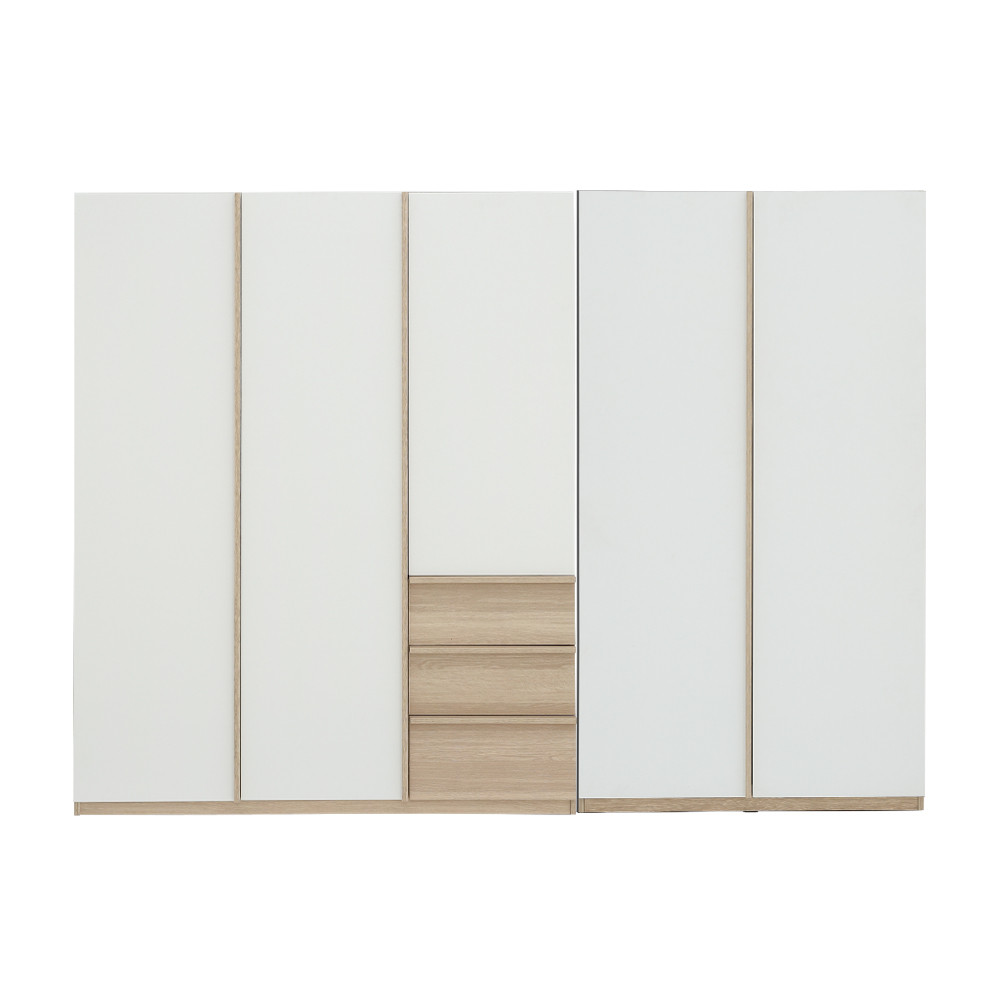 INDEX LIVING MALL ตู้เสื้อผ้า 3 บาน และ 2 บาน รุ่นซิโน่-M+ซิโน่-O - สีเลอบาน่า โอ๊ค/ขาว