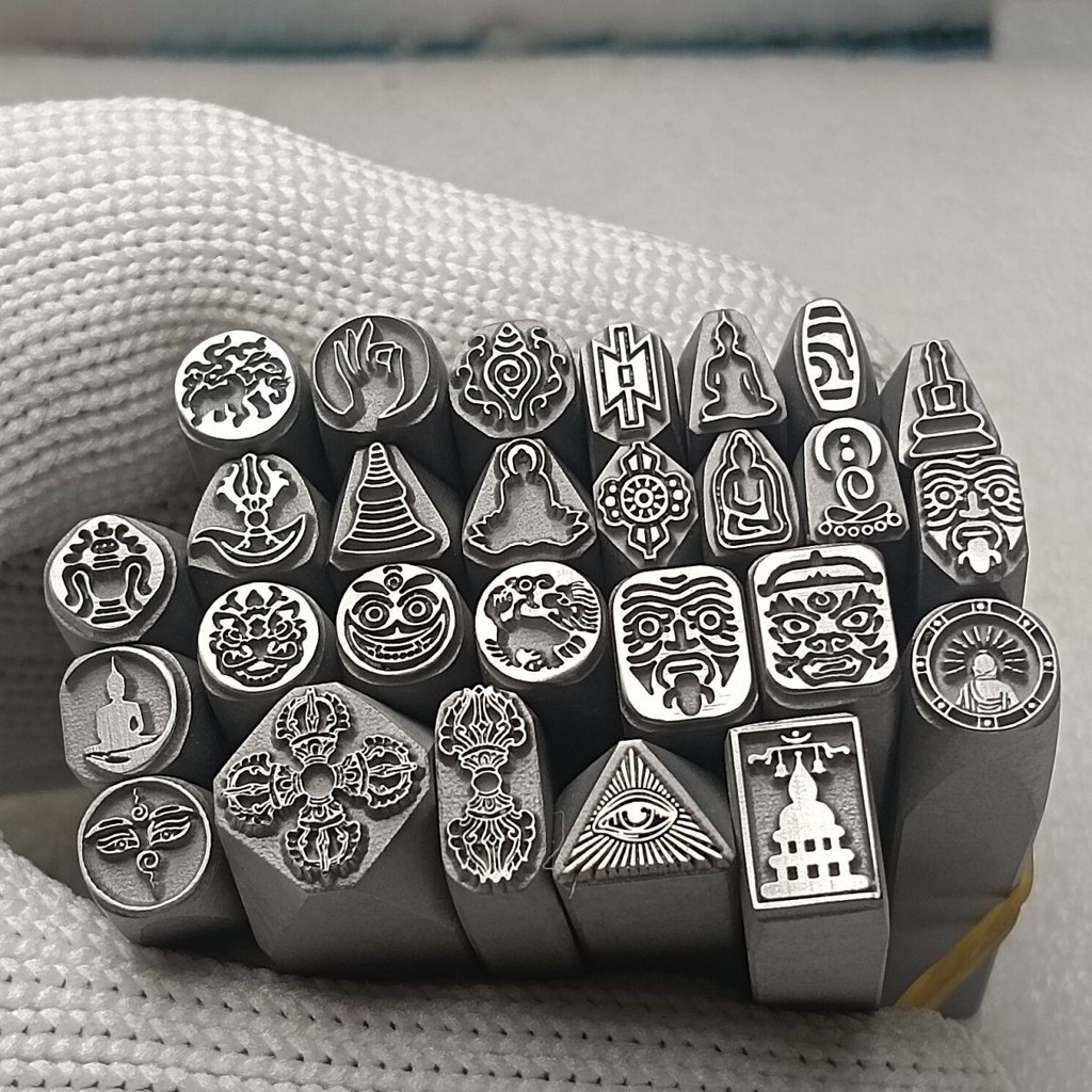 คํามงคลเครื่องมือแกะสลักสร้อยคอแฮนด์เมดสิ่วทองเงินรูปแบบซีลเหล็ก0821