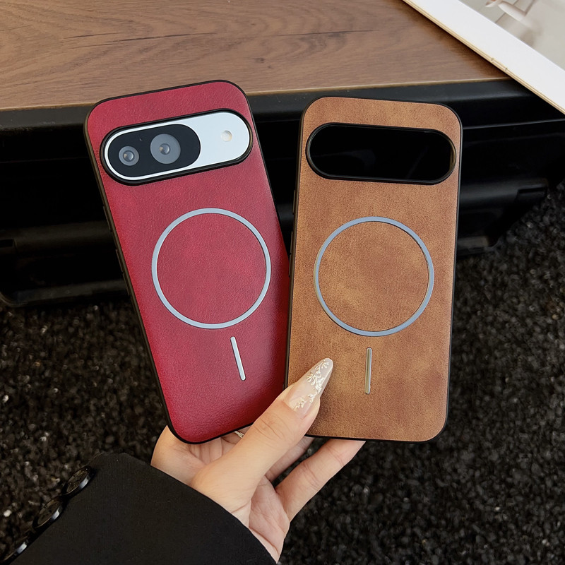 สําหรับ Google Pixel 9 / 10 Pro XL กรณี ELVEV Premium Vintage หนัง Anti-shock ดูดโทรศัพท์ Coverr