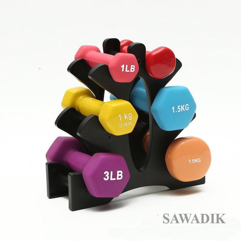 Sawadic 3 ชั้น Dumbbell Rack Stand ถือ 3 คู่ Dumbbell Storage Rack Dumbbell Floor Bracket สําหรับออก
