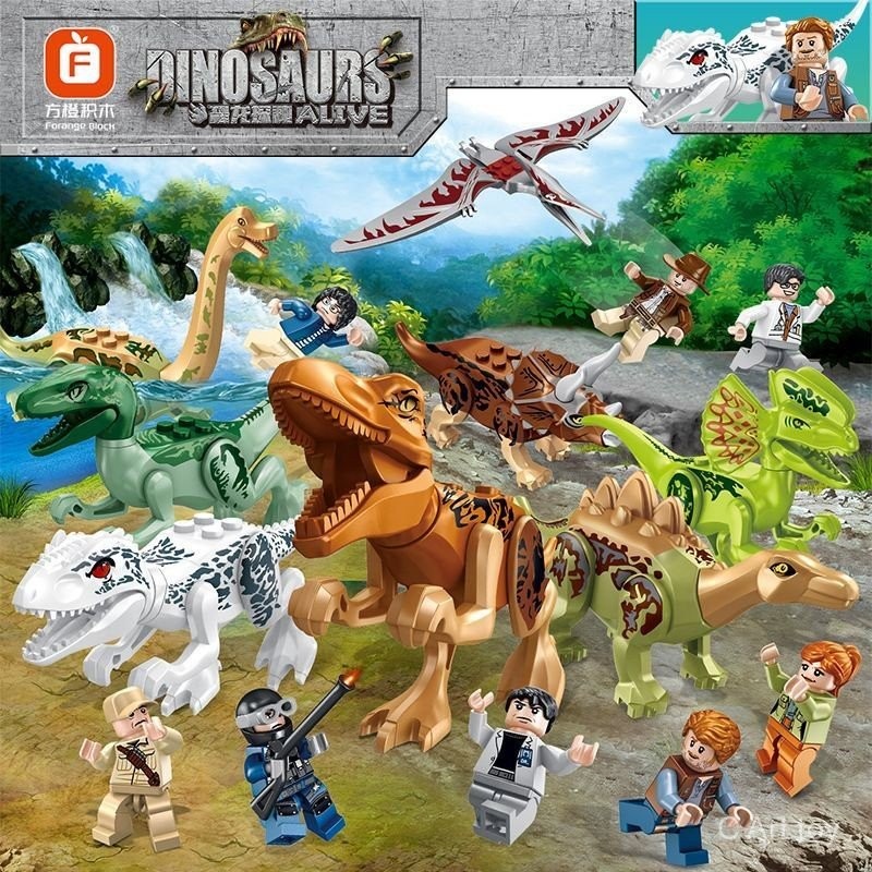 【พร้อมส่ง】jurassicworld dinosaur Building Blocks toys rebirth jurassic park godzilla robot เสื้อ spi