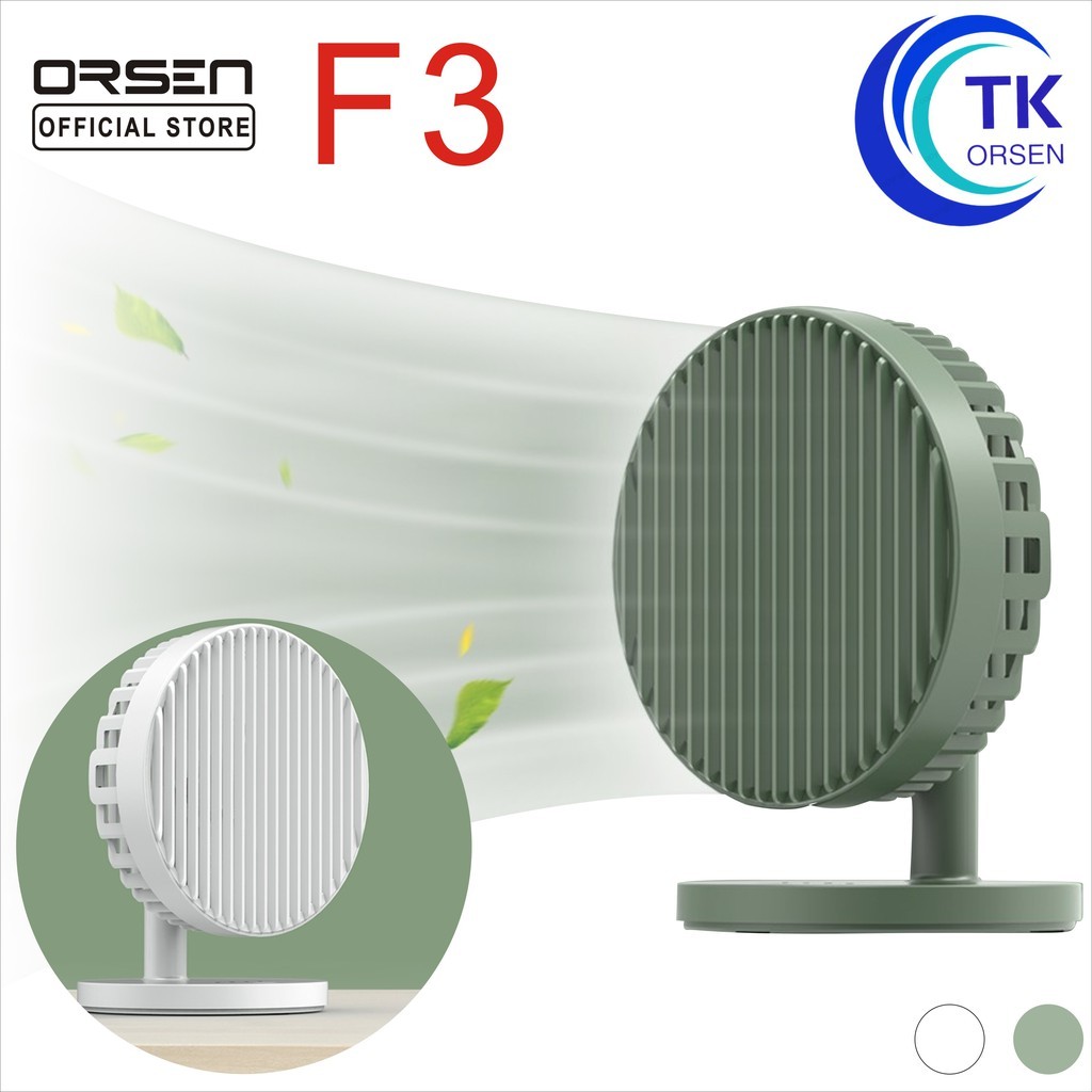 ORSEN by Eloop F3 พัดลมพกพา ใช้นาน 20 ชม.ชาร์จแบตได้ USB Rechargeable Portable FAN แรง 3 ระดับ ของแท