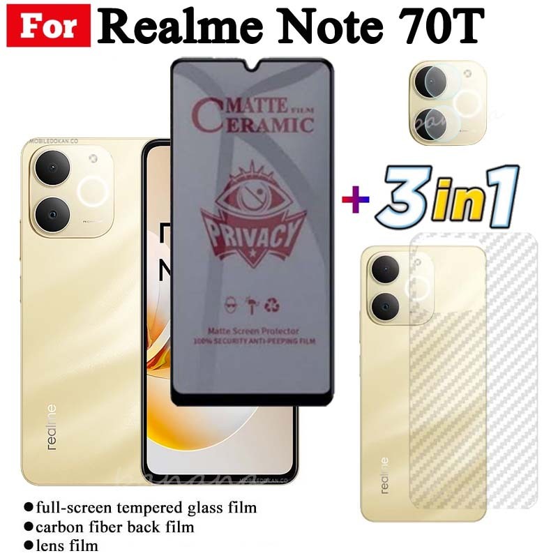3 IN 1 Realme Note 70T Anti-Spy Privacy ฟิล์มเซรามิคสําหรับ Realme Note70T หมายเหตุ 70 หมายเหตุ 60 หมายเหตุ 50 เลนส์กล้องกระจกป้องกันหน้าจอและฟิล์มด้านหลัง - รูปที่ 3
