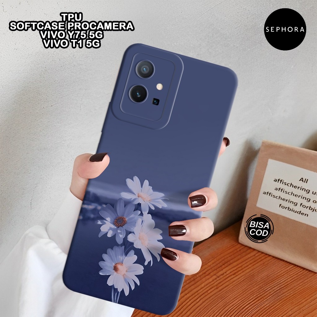 เคส VIVO Y75 / T1 5G ล่าสุด - เคสดอกไม้แฟชั่น - เคส VIVO Y75 / T1 5G Softcase - เคสกล้อง Pro - เคส V