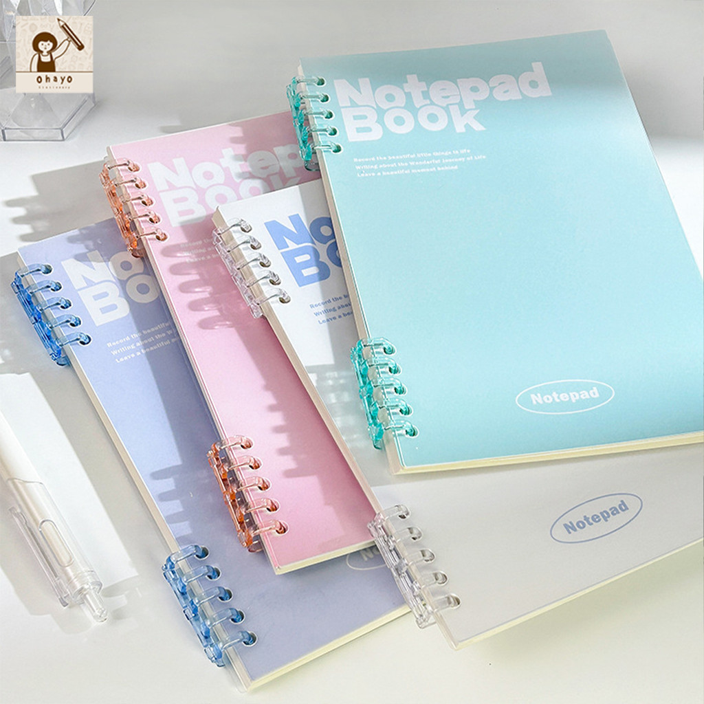 สมุดโน้ตบุ๊ก A5 /B5สมุดจดบันทึกสันห่วง ปก pp มีหลากสีให้เลือก 2ขนาด 60แผ่น เรียบง่าย ถอดออกได้ แบบมีเส้น