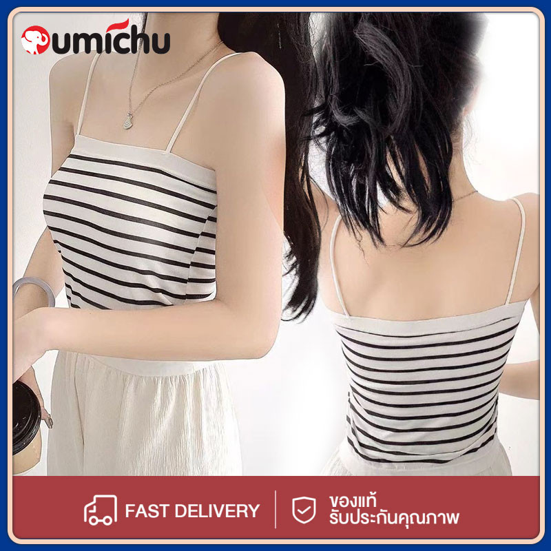 OMC สายเดี่ยว ครอปบรา ลายทาง ผ้านิ่ม งานดีมากๆ ฟรีไซส์ 32-38 เซ็กซี่ ใส่แมทกับชุดไหนก็สวย เสื้อผ้า ผู้หญิง