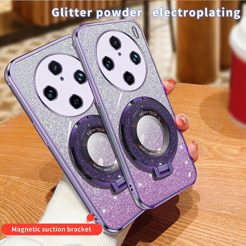 ปลอก Vivo X70 Pro X80 Pro X90 Pro Plus X100 Pro X100 Ultra Case Circular Holder Glitter Cover Soft T