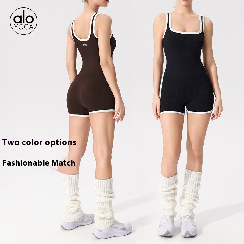Alo High Sense Yoga Jumpsuit ชุดออกกําลังกายเต้นรําเข็มขัดกีฬาแผ่นรองหน้าอกเสื้อผ้าโยคะ