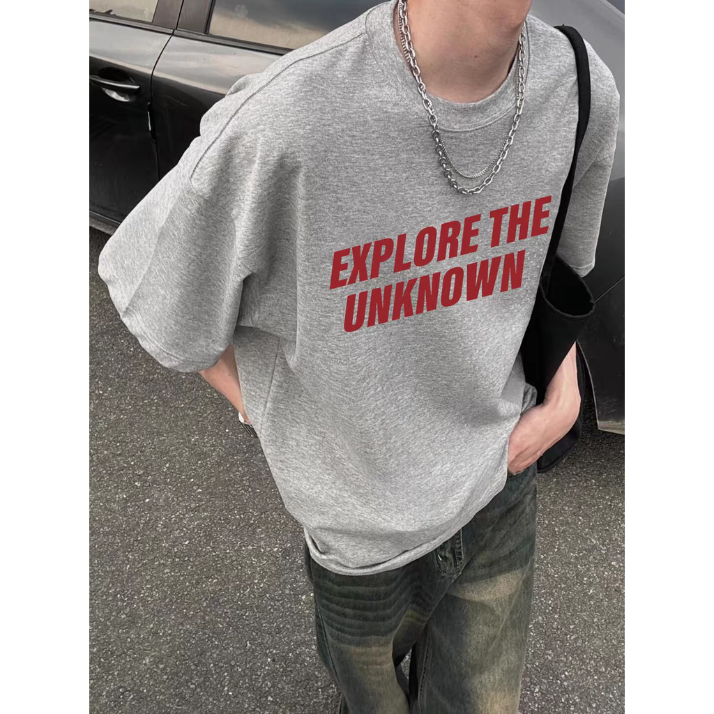 จัดส่งตลอด 24 ชั่วโมง เสื้อวินเทจผู้หญิง oversize สไตล์เกาหลี เสื้อยืดโอเวอร์ไซส์แขนสั้นคู่รัก ใส่ได้ทั้งชายและหญิง 84