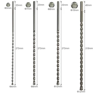 ICVMAX 1 ชิ้นสว่านกระแทก,ยาวพิเศษสามเหลี่ยม Shank ทังสเตนคาร์ไบด์เคล็ดลับ, 6/8/10/12 มิลลิเมตร 300/350 มิลลิเมตร Penetrating Wall Twist เจาะบิตสําหรับก่ออิฐคอนกรีต
