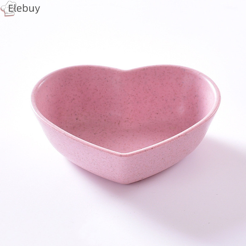 Elebuy น่ารัก Love รูปหัวใจฟางข้าวสาลีชามขนมขบเคี้ยวจานเล็กอุปกรณ์ครัวใหม่