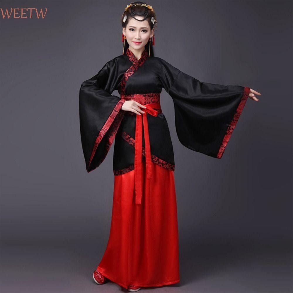 Weekw Hanfu เดรสยาว, แขนยาว Patchwork จีน Tang ชุด, กระโปรงประสิทธิภาพที่หรูหรา Cheongsam ชุดเต้นรําเครื่องแต่งกายจีนโบราณหญิง/หญิง