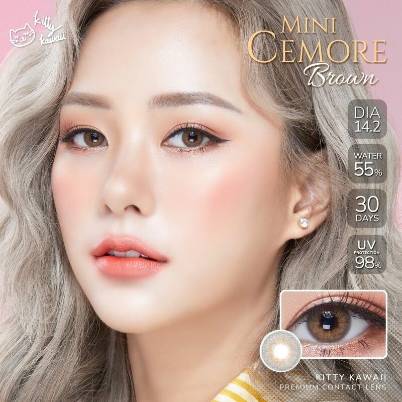 คอนแทคเลนส์(มินิ)🔥Mini Cemore🔥(Kitty Kawaii) สี : Brown / Gray รายเดือน มีค่าสายตา - รูปที่ 2