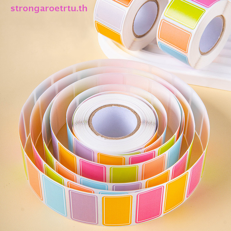 Strongaroetrtu 500 ชิ้น Colourful Self-กาวป้ายสติกเกอร์กาวทนทานกันน้ําแท็กเปล่าสติกเกอร์เครื่องเขียนสี่เหลี่ยมผืนผ้าชื่อสติกเกอร์ TH