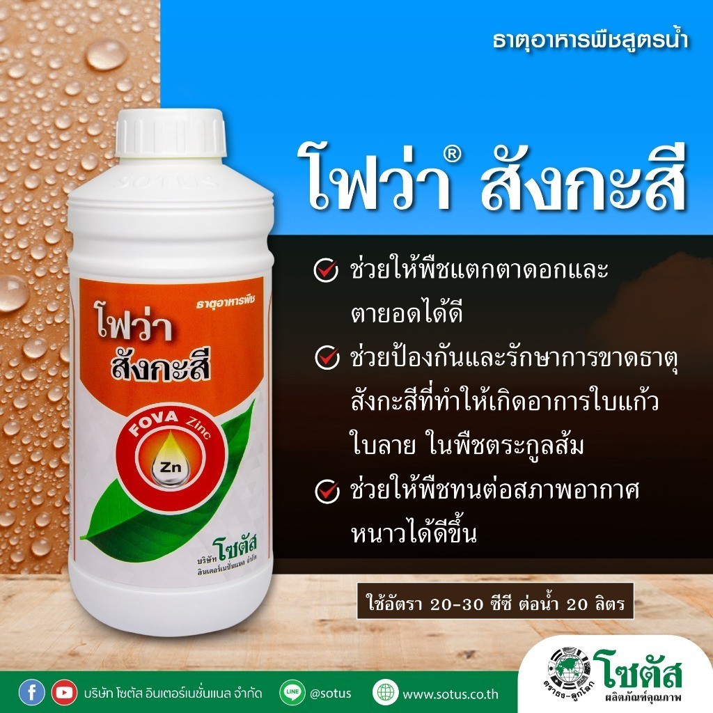 [1ลิตร][โซตัส] โฟว่า  สังกะสี 1 ลิตร ช่วยให้พืชแตกตาดอกและตายอดได้ดี เห็นผลเร็ว