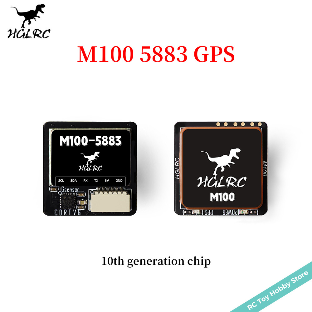Hglrc M100-5883 M10 โมดูล GPS พร้อมเสาอากาศเซรามิค เข็มทิศ ไฟแสดงสถานะ LED 21x21 มม. สําหรับเครื่องบินบังคับ FPV