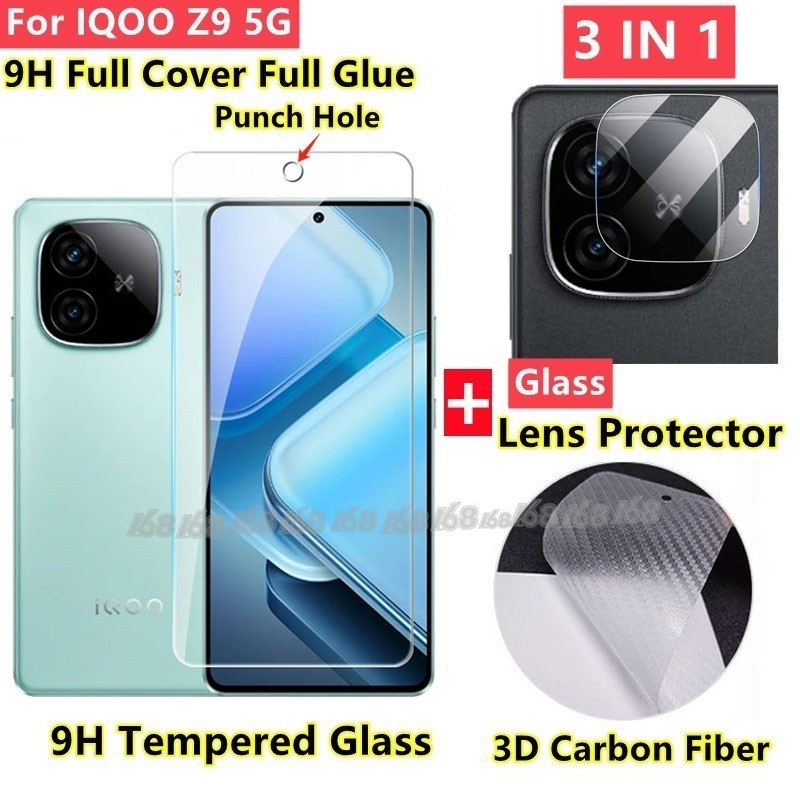 ฟิล์ม iQOO Z9 Z10 15 13 12 15R Neo 10 5G กระจกนิรภัย iQOO Z9X 5G Turbo ฟิล์มกันรอยกระจกเต็มรูปแบบกระจกกล้องป้องกันเลนส์เคลือบความเป็นส่วนตัวกระจก 3D คาร์บอนไฟเบอร์ฟิล์มด้านหลัง