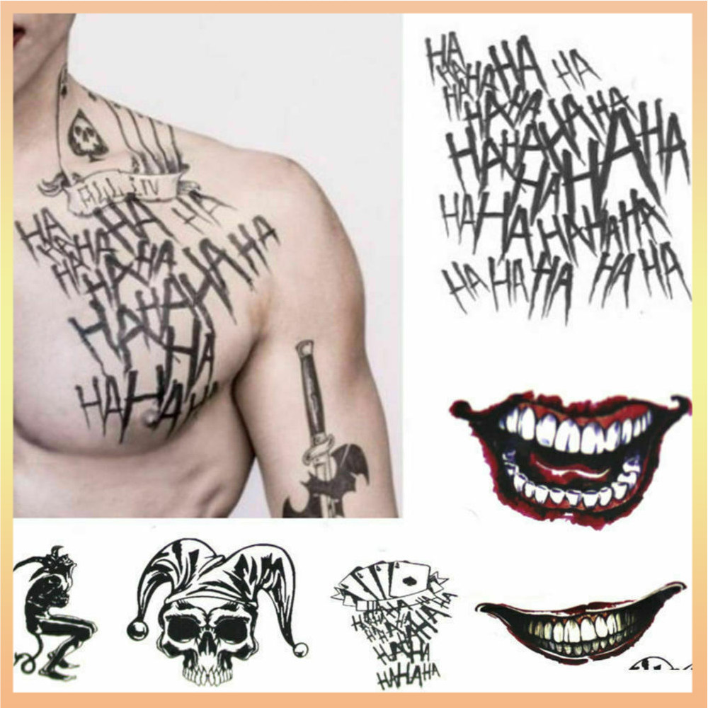 ฮาโลวีนแบทแมน Joker รอยสักชั่วคราว Suicide Squad เครื่องแต่งกายชุดแฟนซี