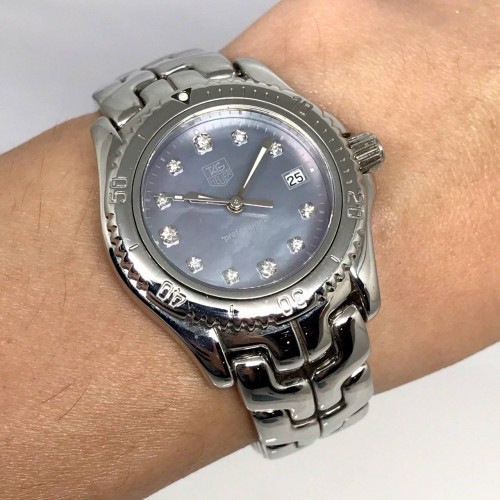 Tag Heuer Link classic diamond quartz date big lady case ขนาด 30mm.