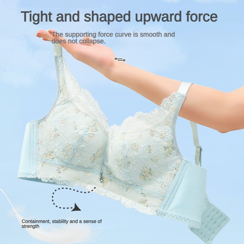32-46 ใหม่สไตล์ฝรั่งเศสป้องกันการหย่อนคล้อยเซ็กซี่รวบรวมชุดชั้นในลูกไม้ไม่มีแหวนเหล็กขนาดบวกชุดชั้นในปรับสบายไร้รอยต่อ