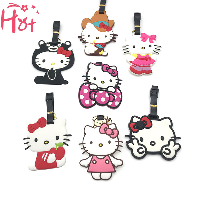 Ge อุปกรณ์การเดินทางแท็กกระเป๋าเดินทาง Sanrio การ์ตูน Hello Kitty กาวนุ่มกระเป๋าเดินทาง Baggage Boarding แท็กแบบพกพา Baggage Tag Square