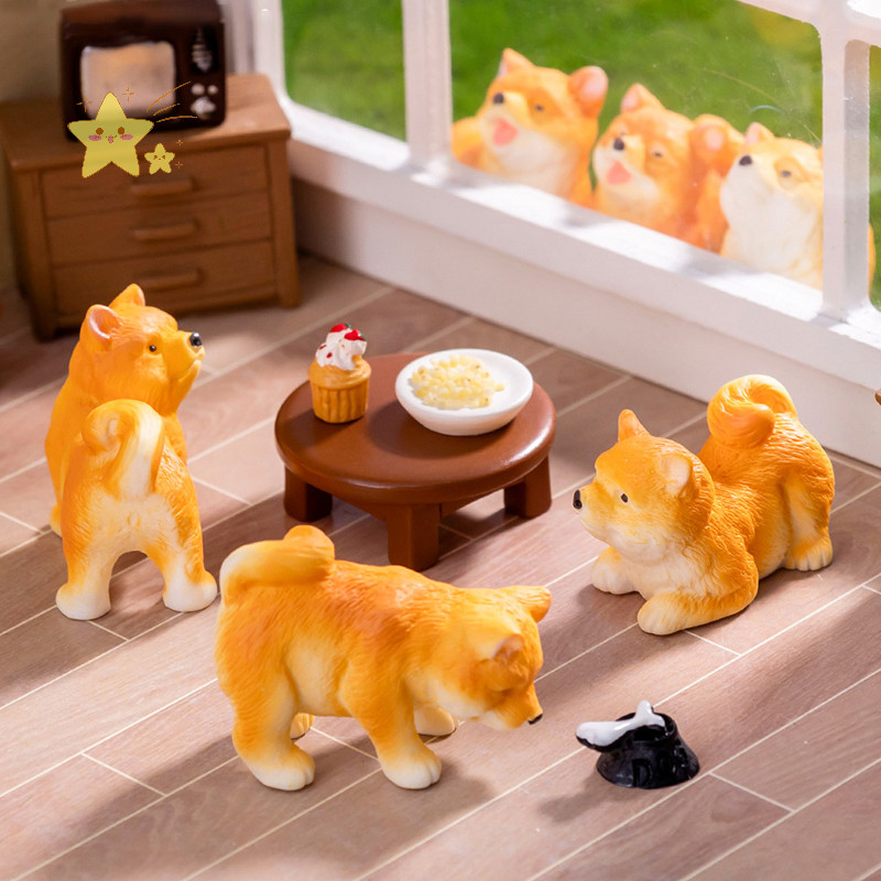 [JBTH] 1pc เรซิ่น Shiba Inu เครื่องประดับตุ๊กตาสุนัขสัตว์ Miniature Fairy Garden ตุ๊กตาตกแต่งบ้าน DIY Micro ภูมิทัศน์ตกแต่งบ้าน [JB]