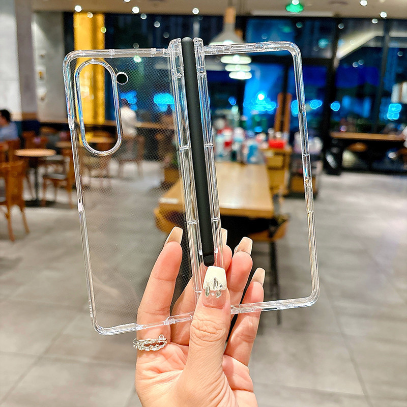 สําหรับ Samsung Galaxy Z Fold8 Fold7 Fold6 Fold4 โปร่งใสพร้อมช่องเสียบปากกา S ปากกา Anti-drop สําหรับ Samsung Z พับ 8 7 6 4 5g กันกระแทกพร้อมถาดปากกา