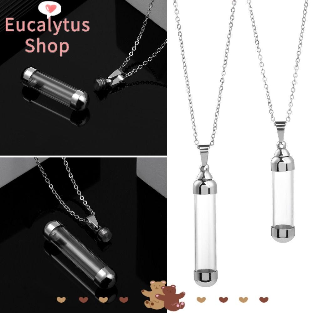 Eutus จี้ขวดโหลแก้วใส่น้ําหอม สร้อยคอ สายโซ่เหล็ก เปิดได้ DIY