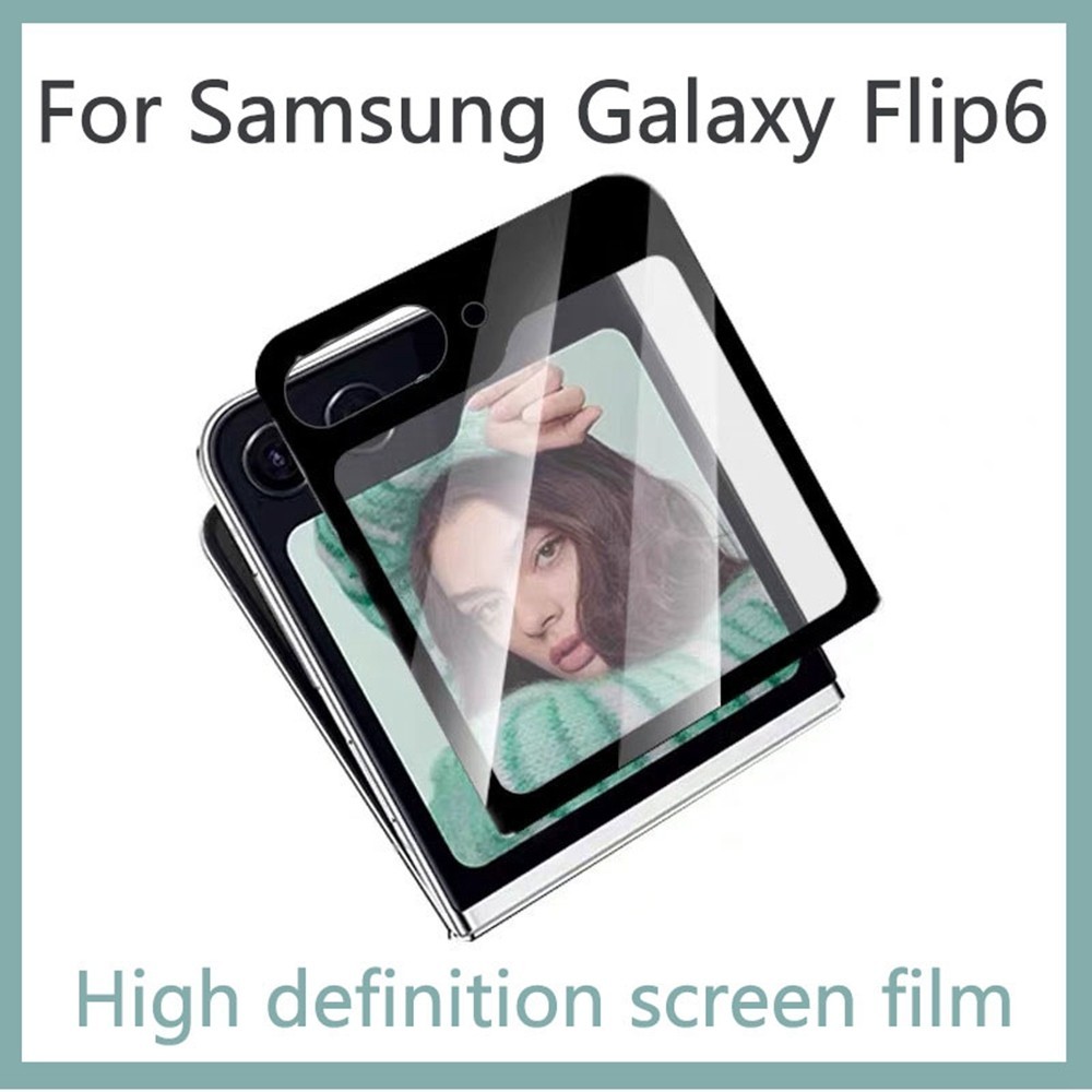 ด้านหน้ากระจกครอบคลุมเต็มรูปแบบสําหรับ Samsung Galaxy Z Flip 5 Flip6 ป้องกันหน้าจอด้านหน้าเลนส์กล้อง Anti-Scratch ฟิล์มป้องกัน