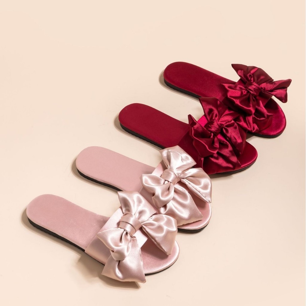 สไตล์ใหม่บ้านสุภาพสตรีรองเท้าแตะ High-End Bowknot งานแต่งงานเทศกาล Sli