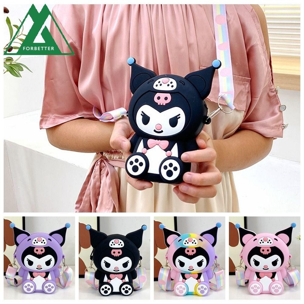 Forbetter Kuromi ซิลิคอนกระเป๋า,มัลติฟังก์ชั่ Y2K การ์ตูนกระเป๋าเหรียญ,น่ารักซิปกระเป๋าผู้ถือบัตร Mini Storage กระเป๋า Kuromi กระเป๋าสะพายกระเป๋าเดินทาง