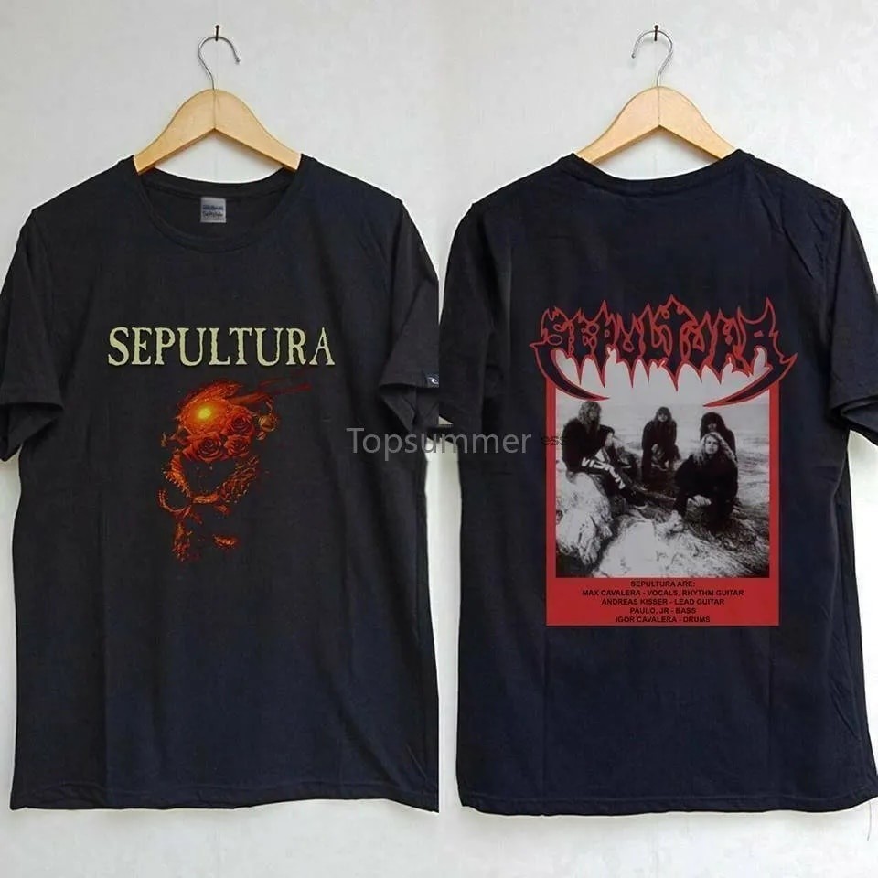 S-5xl พร้อมส่ง Sepultura TShirt Heavy Metal Rock Band Tee ผ้าฝ้าย 100% คอกลม แขนสั้น COD
