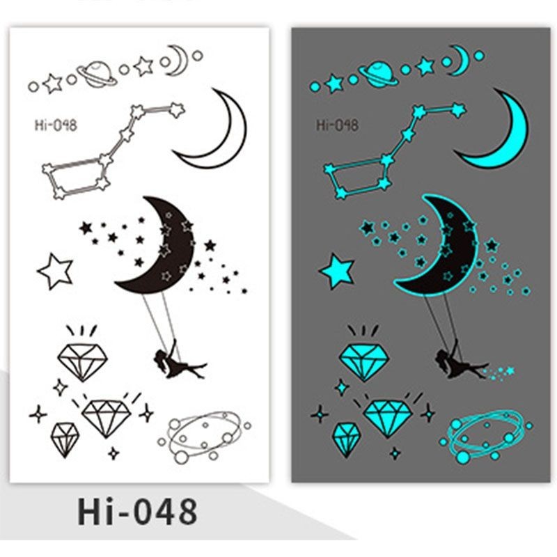 peachypickBlue กันน้ํา Luminous Tattoo สติกเกอร์เทศกาลเพลง Party Luminous Snake Butterfly Face สติกเ