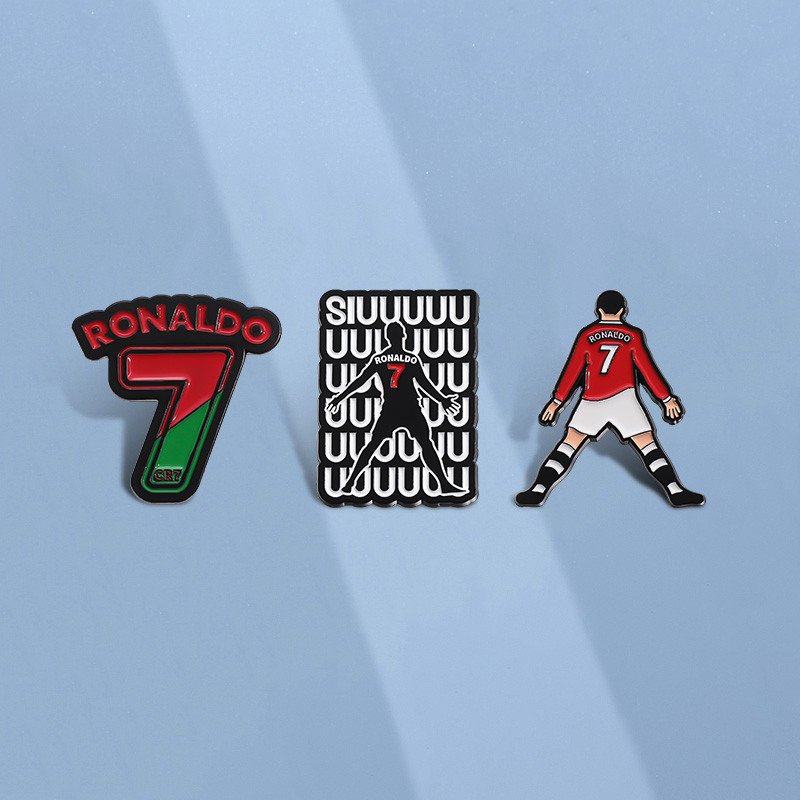 กีฬากีฬาฟุตบอล Star เข็มกลัดฟุตบอล Ronaldo 7 Pins เข็มกลัดโลหะ Pin Lapel Badges เครื่องประดับของขวัญสําหรับแฟนๆ