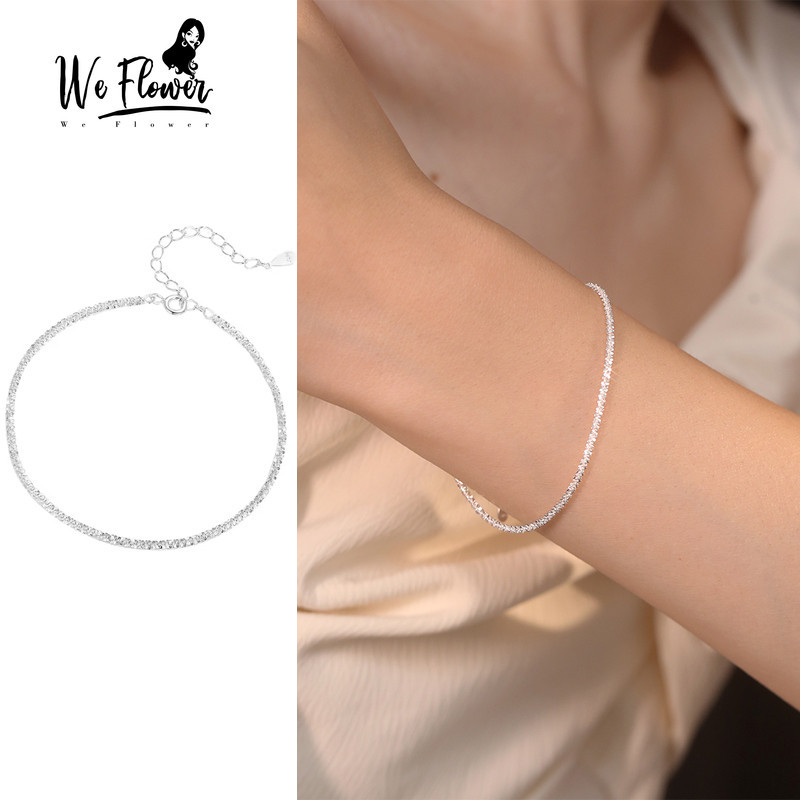 We Flower Elegant Silver Shining Sequins Starry Sky สร้อยข้อมือสําหรับผู้หญิงสาวแฟชั่นสายรัดข้อมือ Babysbrath สร้อยข้อมือเครื่องประดับ