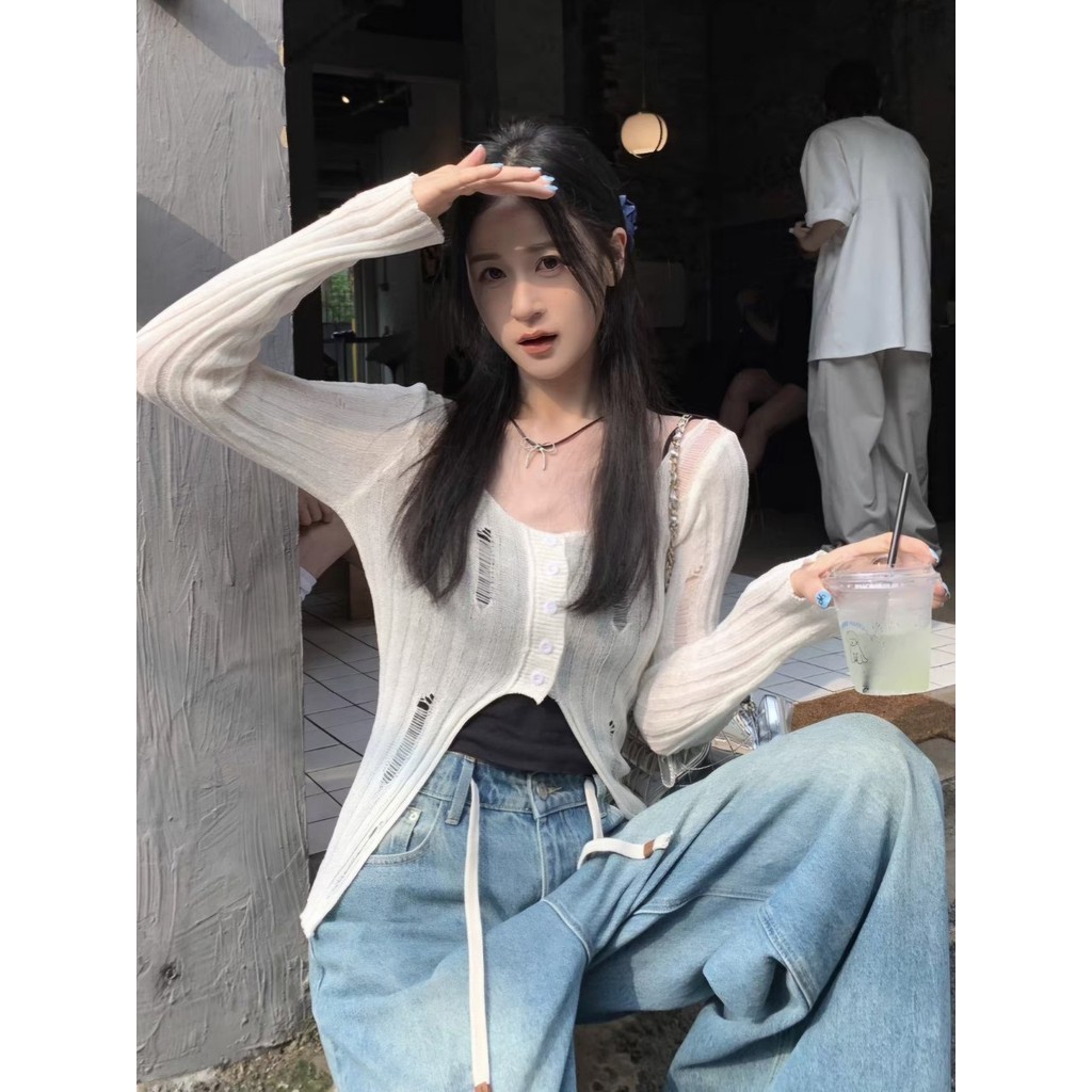 Mini shopพร้อมส่ง(MT725)3สีเสื้อถักไหมพรมแขนยาว คอวี รูปที่ 8