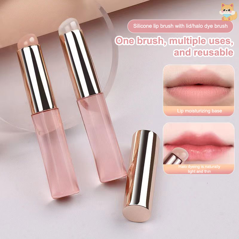 [VI] แปรงทาปากซิลิโคนพร้อมฝาปิดแปรงแต่งหน้าหัวกลม Lip Applicator แปรงคอนซีลเลอร์ขนาดเล็กอเนกประสงค์เครื่องมือแต่งหน้าแบบพกพา TH