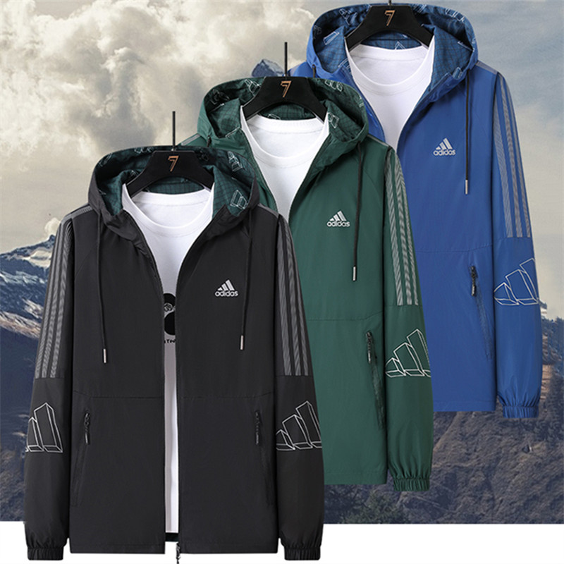 Adidas Original Double Sided Windbreaker Outdoor Sports Windbreaker Unisex Windbreaker Bomber Jacket