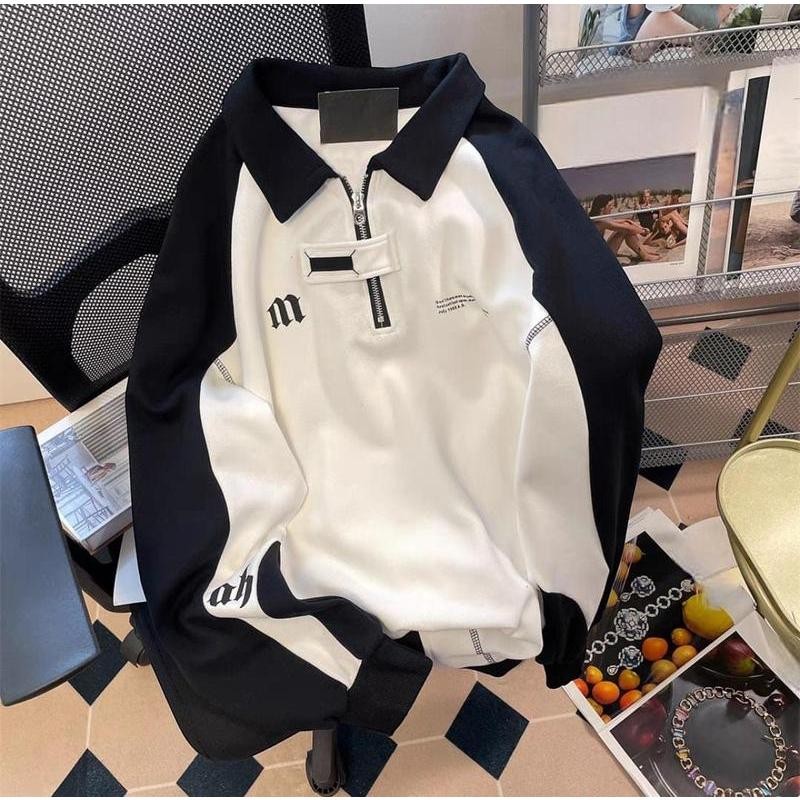mimi&didi#เสื้อสเวตเตอร์โอเวอร์ไซส์สเวตเตอร์ซิป เสื้อสเวตเตอร์แขนยาวผู้หญิง แบบยูนิเซ็กซ์ขนแกะ Size M-XXL#2643