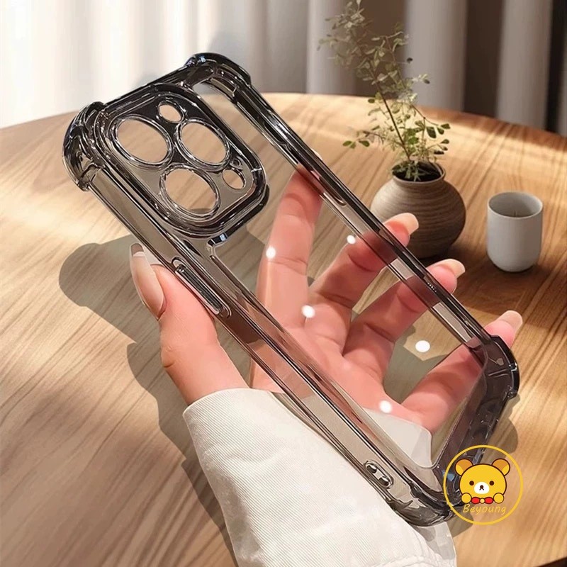 โปร่งใส Anti-fall เคสโทรศัพท์สําหรับ Samsung Galaxy S24 Plus S23 S22 S21 Ultra S23 S22 Plus S30 S24 S21 S20 FE Clear ปกหลังสี่มุมถุงลมนิรภัยปลอกนุ่ม