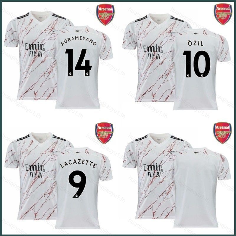 ใหม่ล่าสุด 2020-2021 Arsenal Away เสื้อฟุตบอล Lacazette Ozil Aubameyang TShirt เสื้อกีฬาเสื้อฟุตบอล 