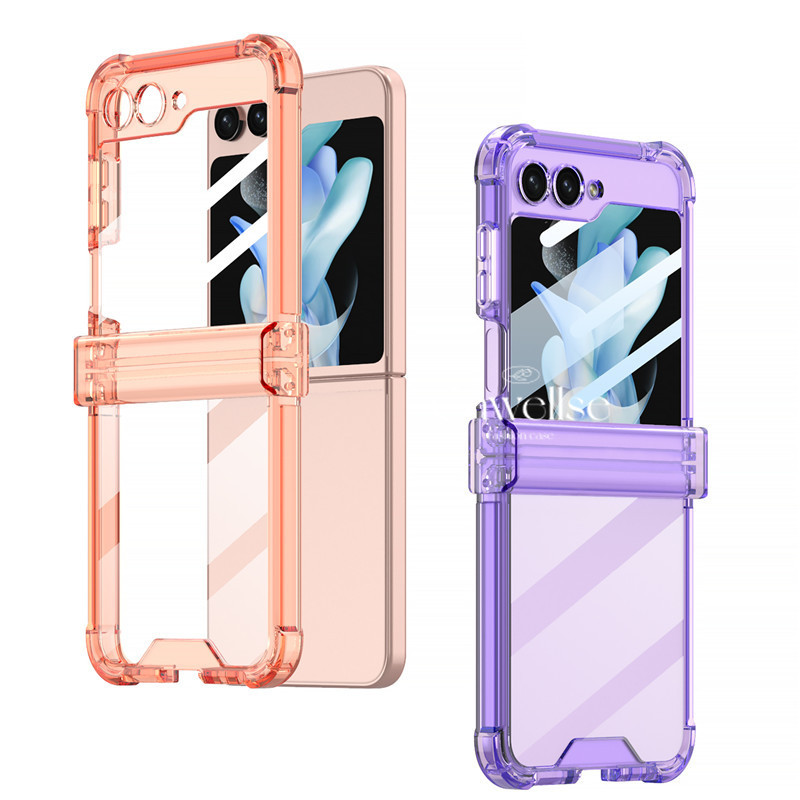 Samsung Galaxy Z Flip 6 Z Flip 5 Hard PC + Soft TPU Clear Case บานพับ Protecrion Protectoer กันกระแทกปกหลัง Flip5 Flip6