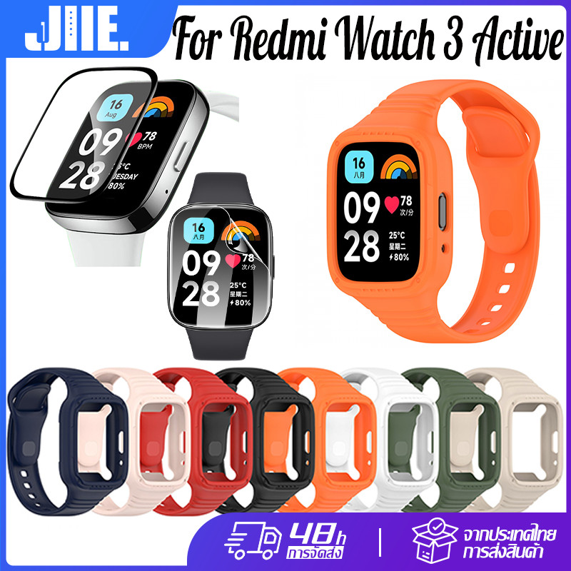 【ฟิล์ม+สาย】สายรัดข้อมือซิลิโคนสำหรับ Redmi Watch 3 Activeฟิล์มป้องกันแบบใสโค้ง 3D สำหรับ Redmi watch3 Active