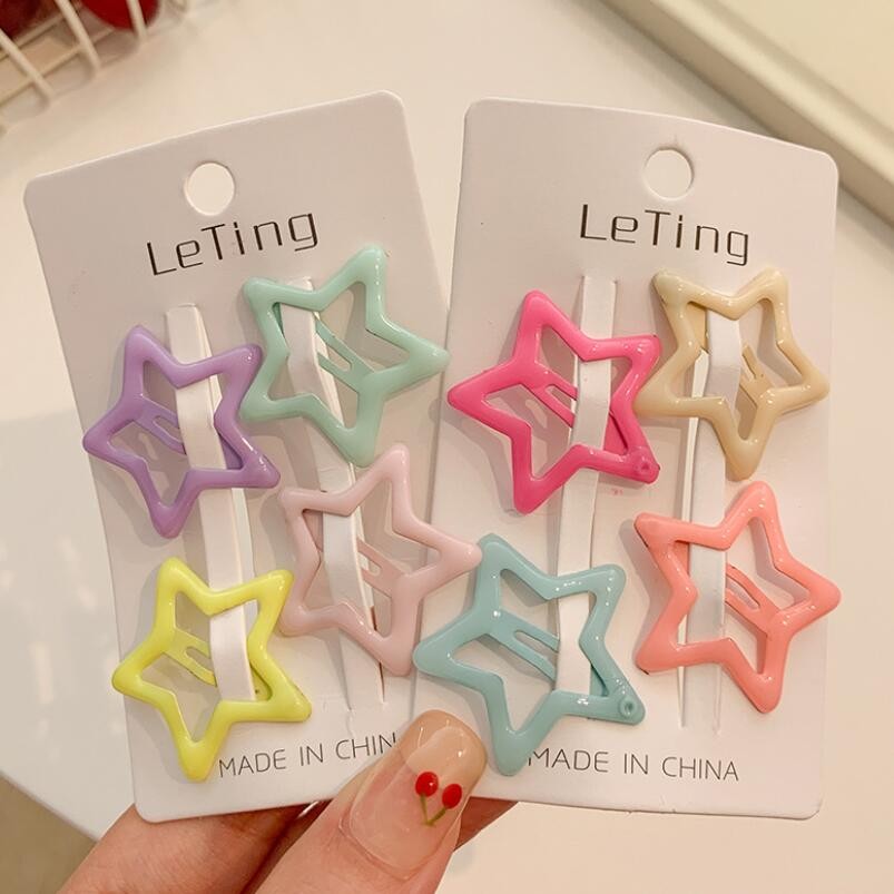 1ชิ้นสาวน่ารักที่มีสีสันดาวกิ๊บชุดผู้หญิงเรียบคลิปผม หมุด
